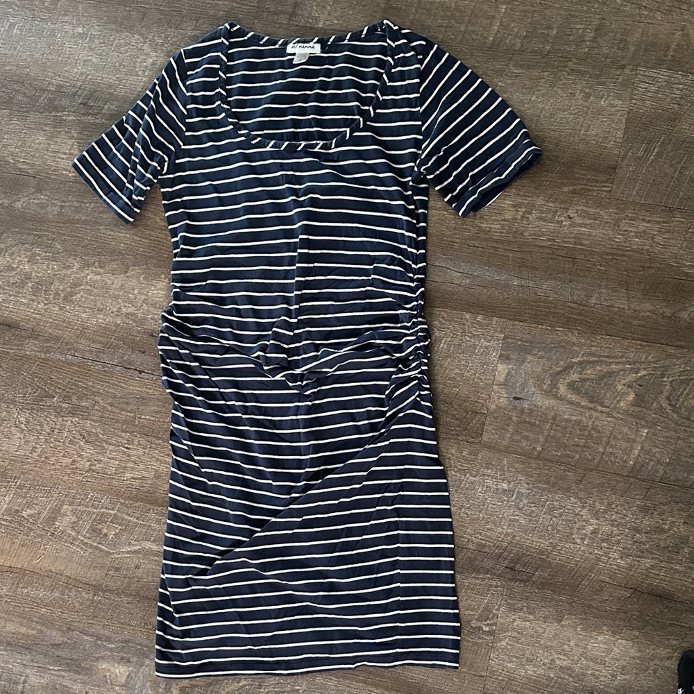 Oh! Mamma Navy and White Striped Mini Dress